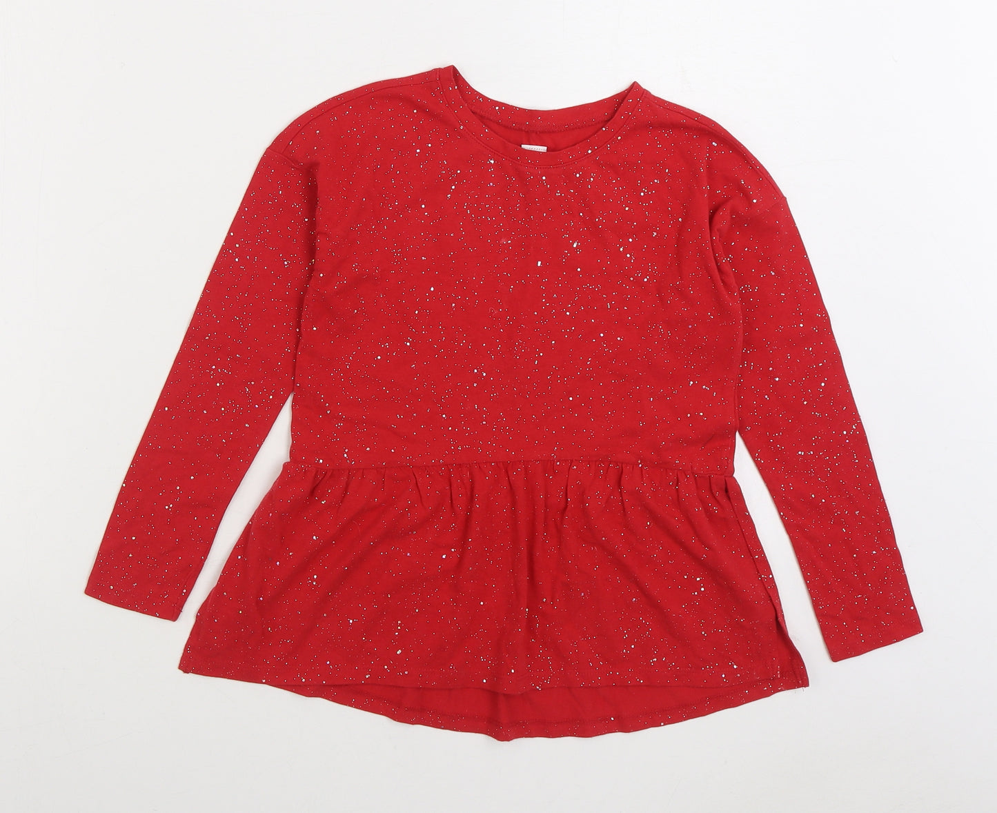 Gap Girls Red Geometric Cotton Basic T-Shirt Size 6-7 Years Round Neck Pullover