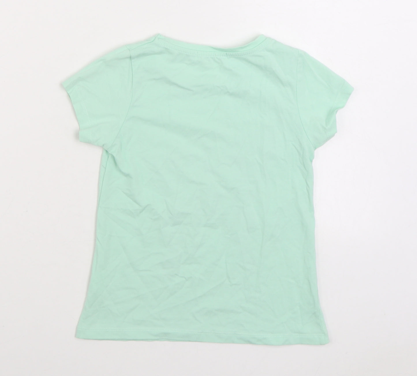 Breeze Girls Green Cotton Basic T-Shirt Size 5 Years Round Neck Pullover - Butterfly