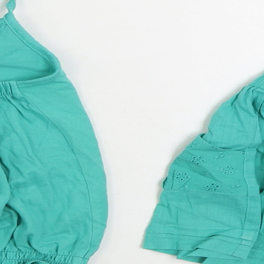 Preworn Girls Green Cotton Skirt Outfit/Set Size 2-3 Years Tie - 2 Piece set