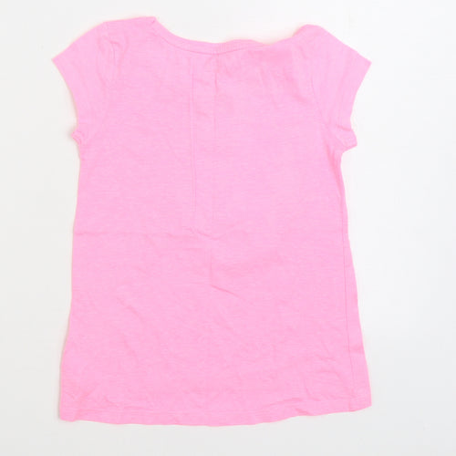Emma Garden Girls Pink Cotton Basic T-Shirt Size 7 Years Round Neck Pullover - Dog