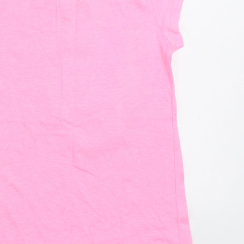 Emma Garden Girls Pink Cotton Basic T-Shirt Size 7 Years Round Neck Pullover - Dog