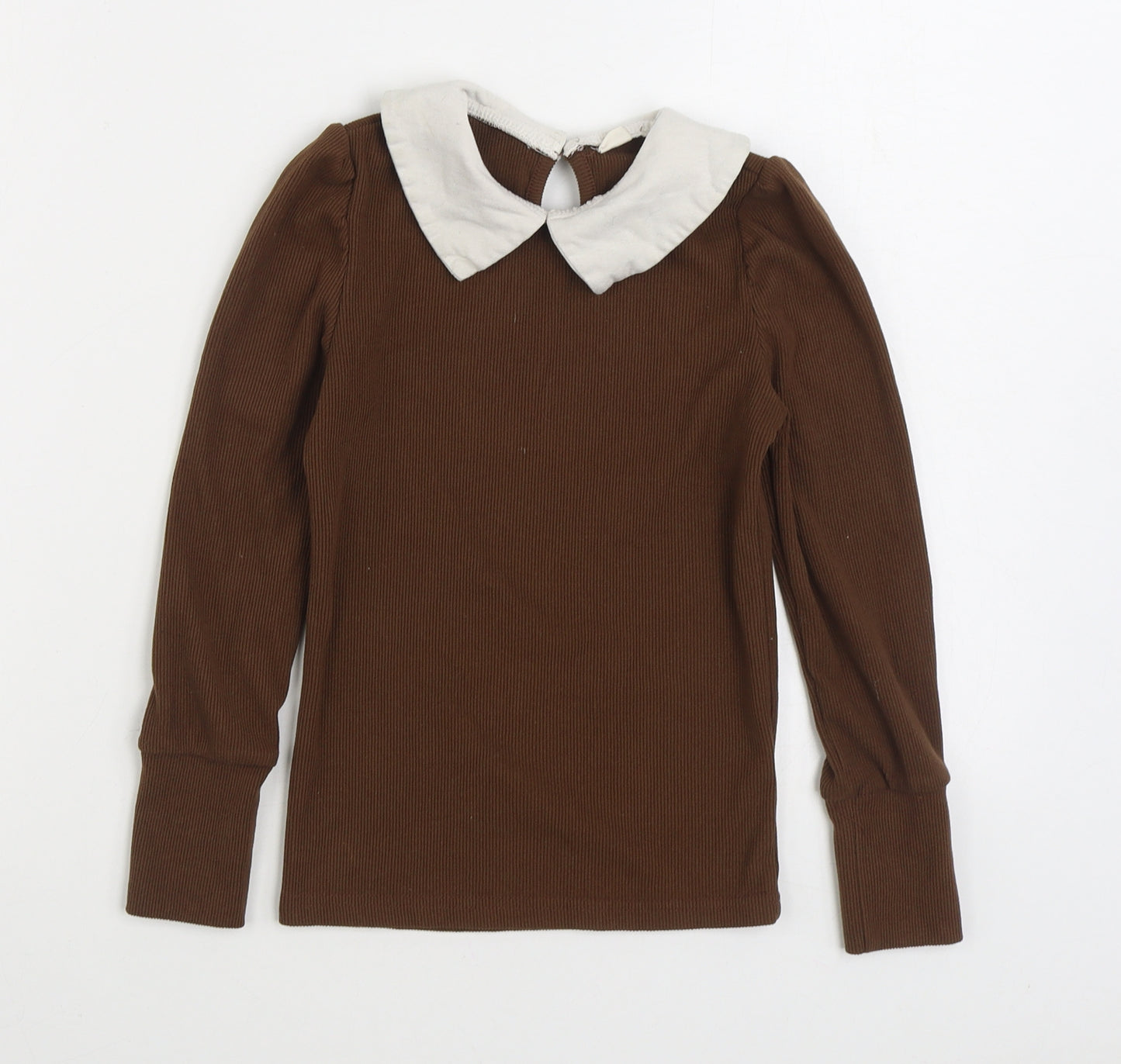 SheIn Girls Brown Collared Cotton Pullover Jumper Size 8-9 Years Pullover