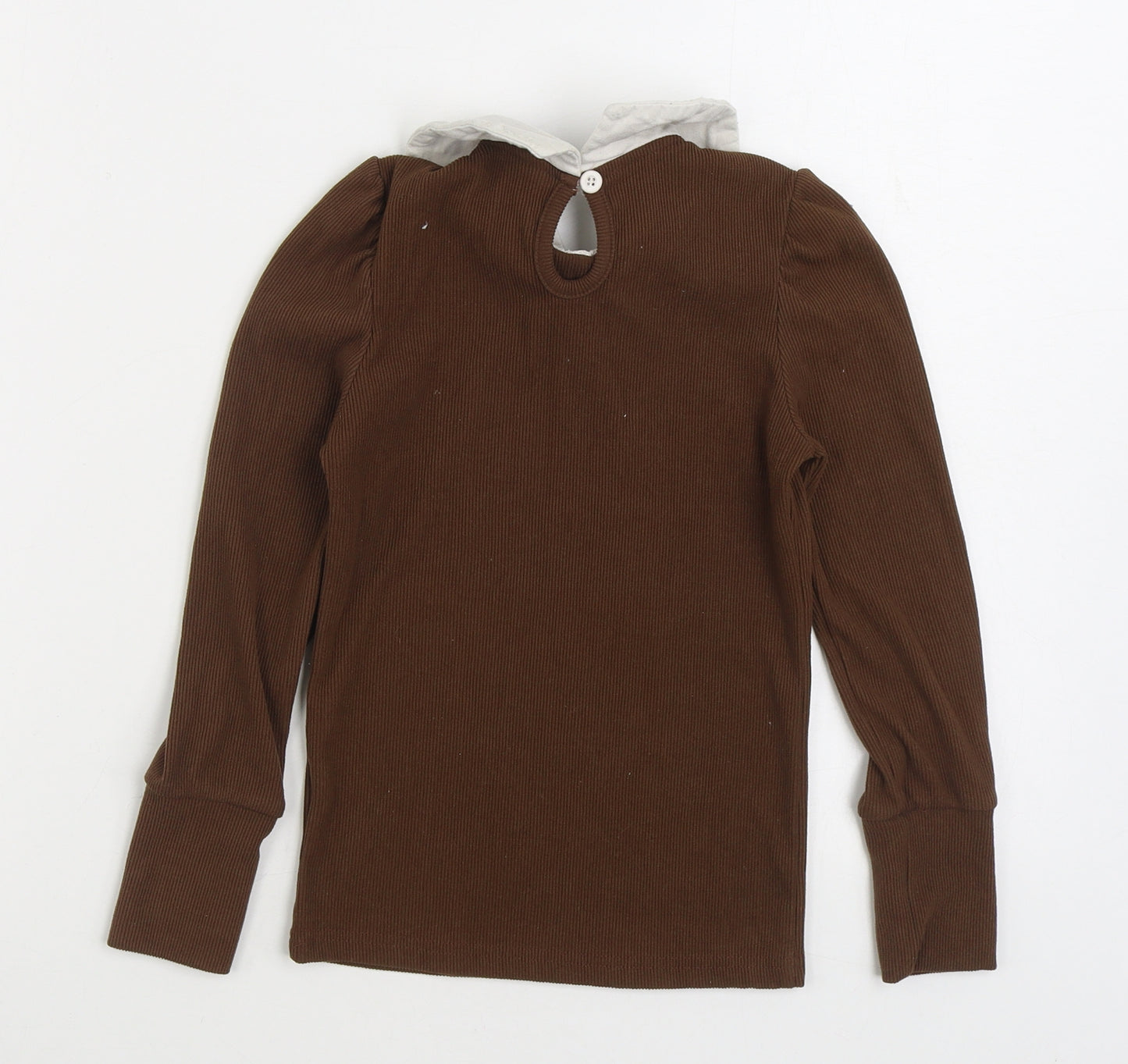 SheIn Girls Brown Collared Cotton Pullover Jumper Size 8-9 Years Pullover