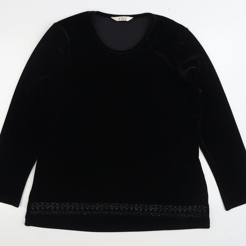 ELVI Womens Black Polyester Pullover Sweatshirt Size M Pullover