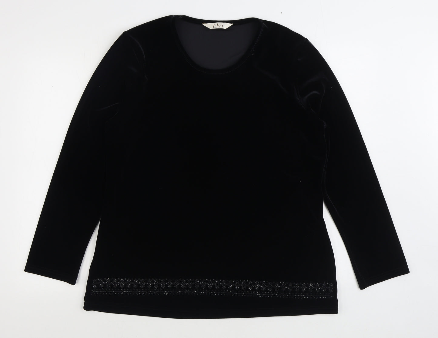 ELVI Womens Black Polyester Pullover Sweatshirt Size M Pullover