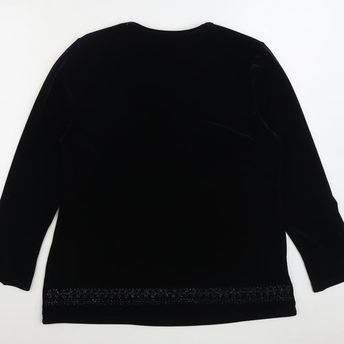 ELVI Womens Black Polyester Pullover Sweatshirt Size M Pullover