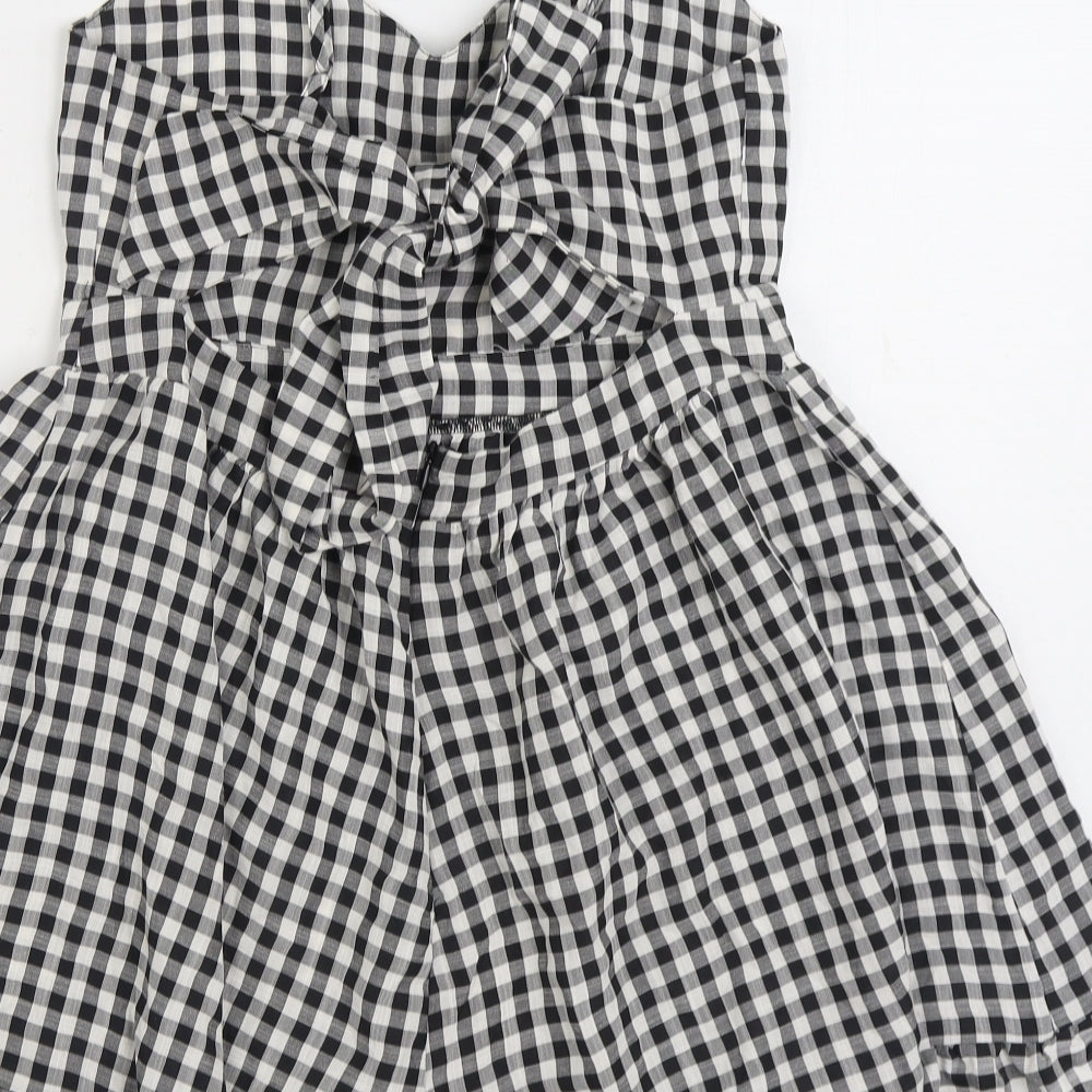 Boohoo Womens Black Gingham Viscose Playsuit One-Piece Size 14 Zip