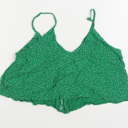 New Look Womens Green Polka Dot Viscose Camisole Tank Size 12 Scoop Neck