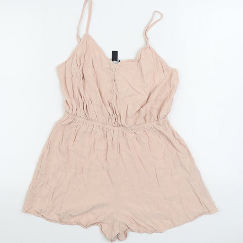 New Look Womens Pink Viscose Playsuit One-Piece Size 14 Button