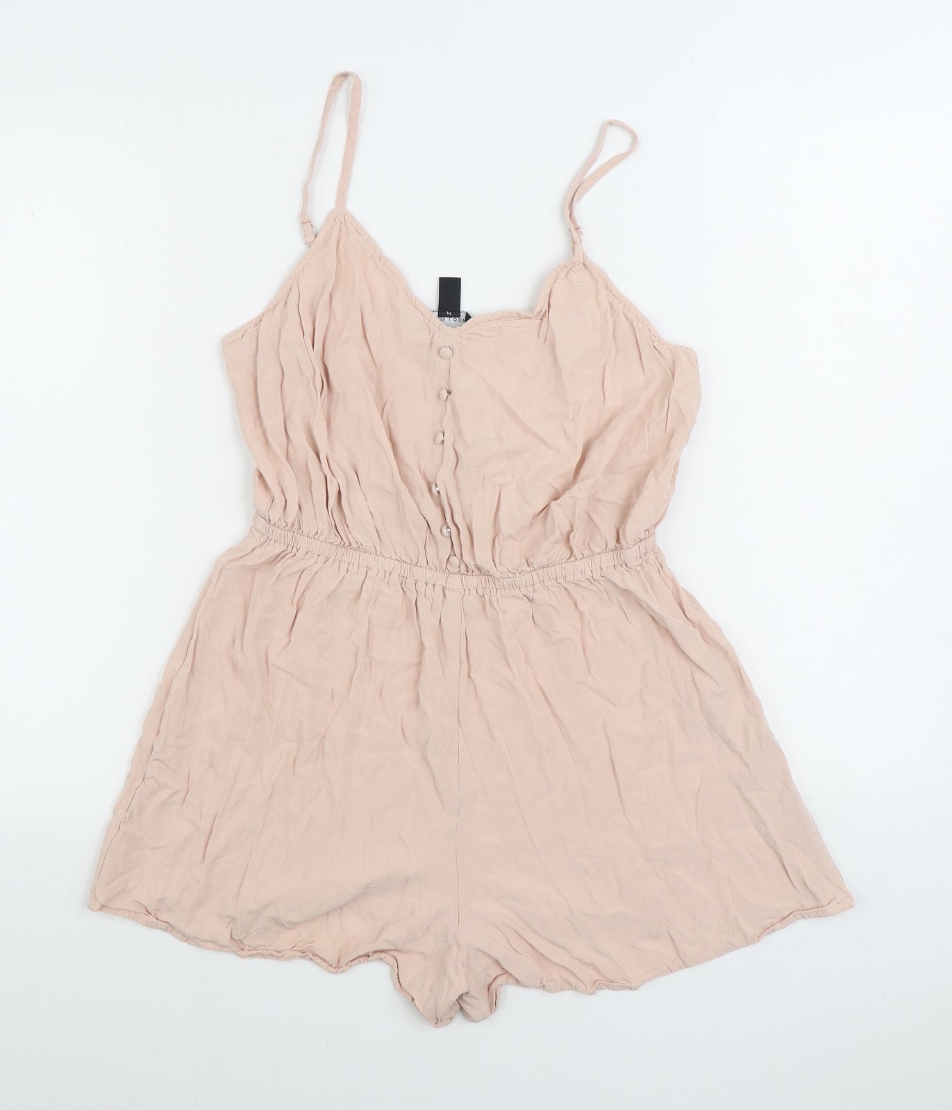 New Look Womens Pink Viscose Playsuit One-Piece Size 14 Button