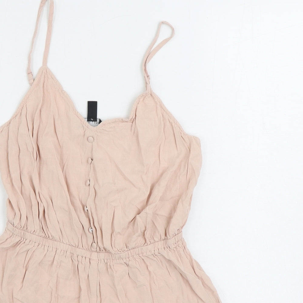 New Look Womens Pink Viscose Playsuit One-Piece Size 14 Button