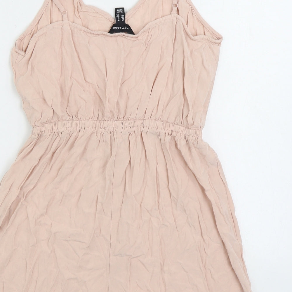 New Look Womens Pink Viscose Playsuit One-Piece Size 14 Button