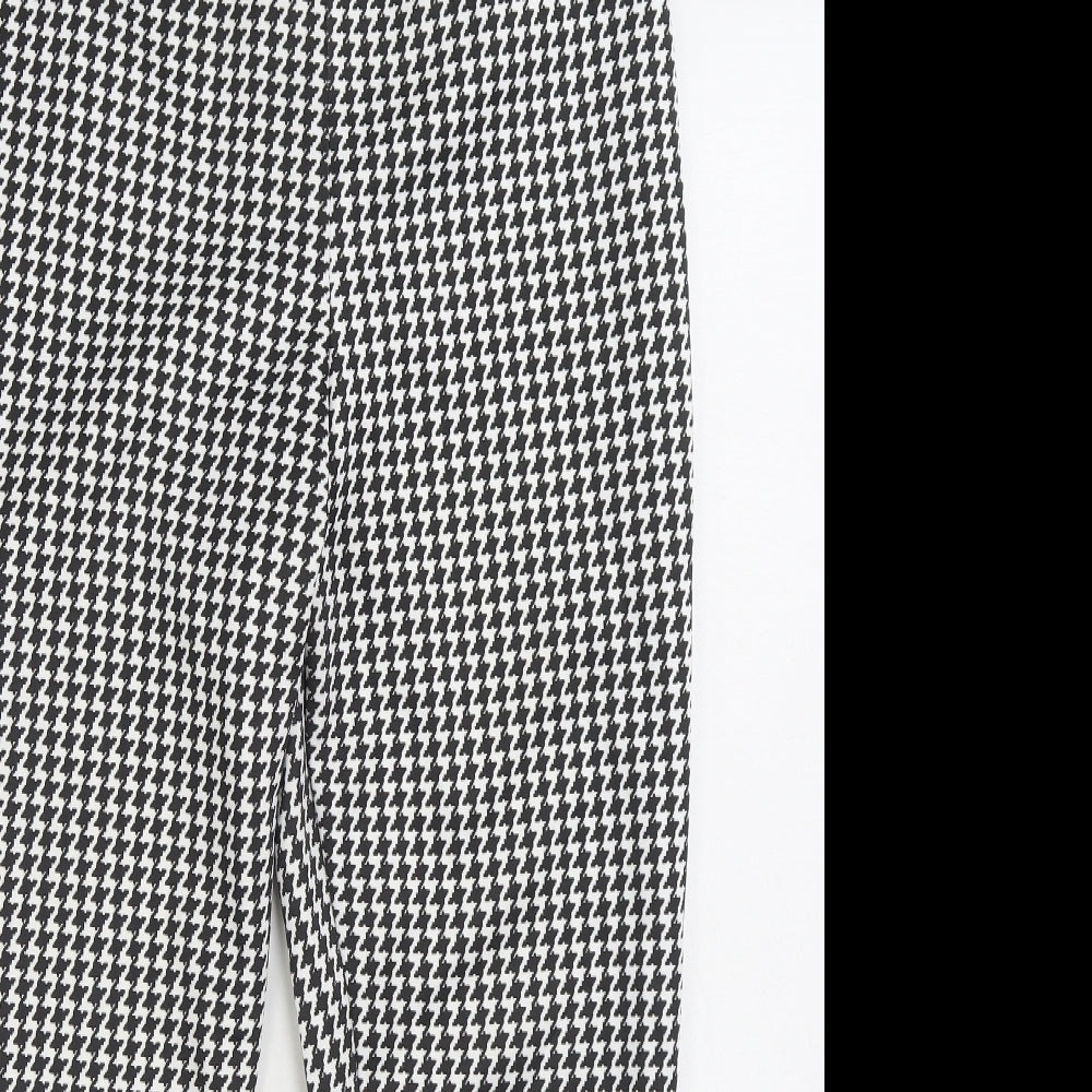 Boohoo Womens Black Geometric Polyester Trousers Size 14 L28 in Regular Zip