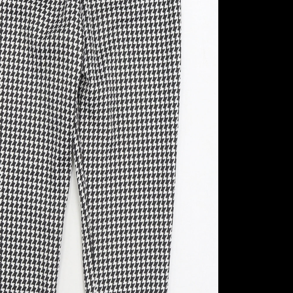 Boohoo Womens Black Geometric Polyester Trousers Size 14 L28 in Regular Zip