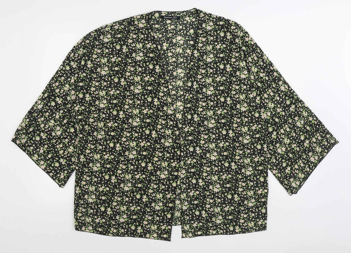 Boohoo Womens Multicoloured V-Neck Floral Polyester Cardigan Jumper Size 12