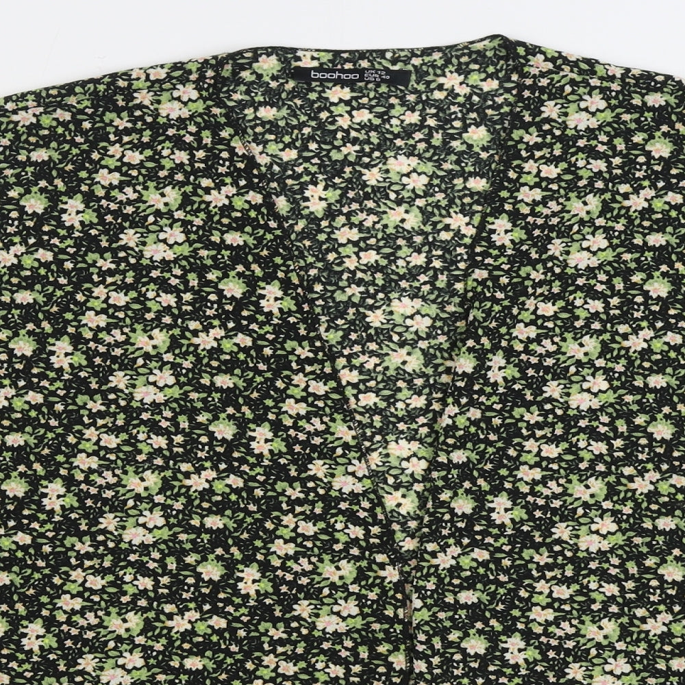 Boohoo Womens Multicoloured V-Neck Floral Polyester Cardigan Jumper Size 12