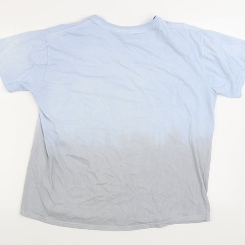 Boohoo Mens Blue Cotton T-Shirt Size M Round Neck - Bikers gang