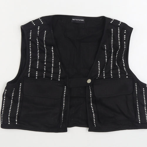 PRETTYLITTLETHING Womens Black Gilet Jacket Size S Button