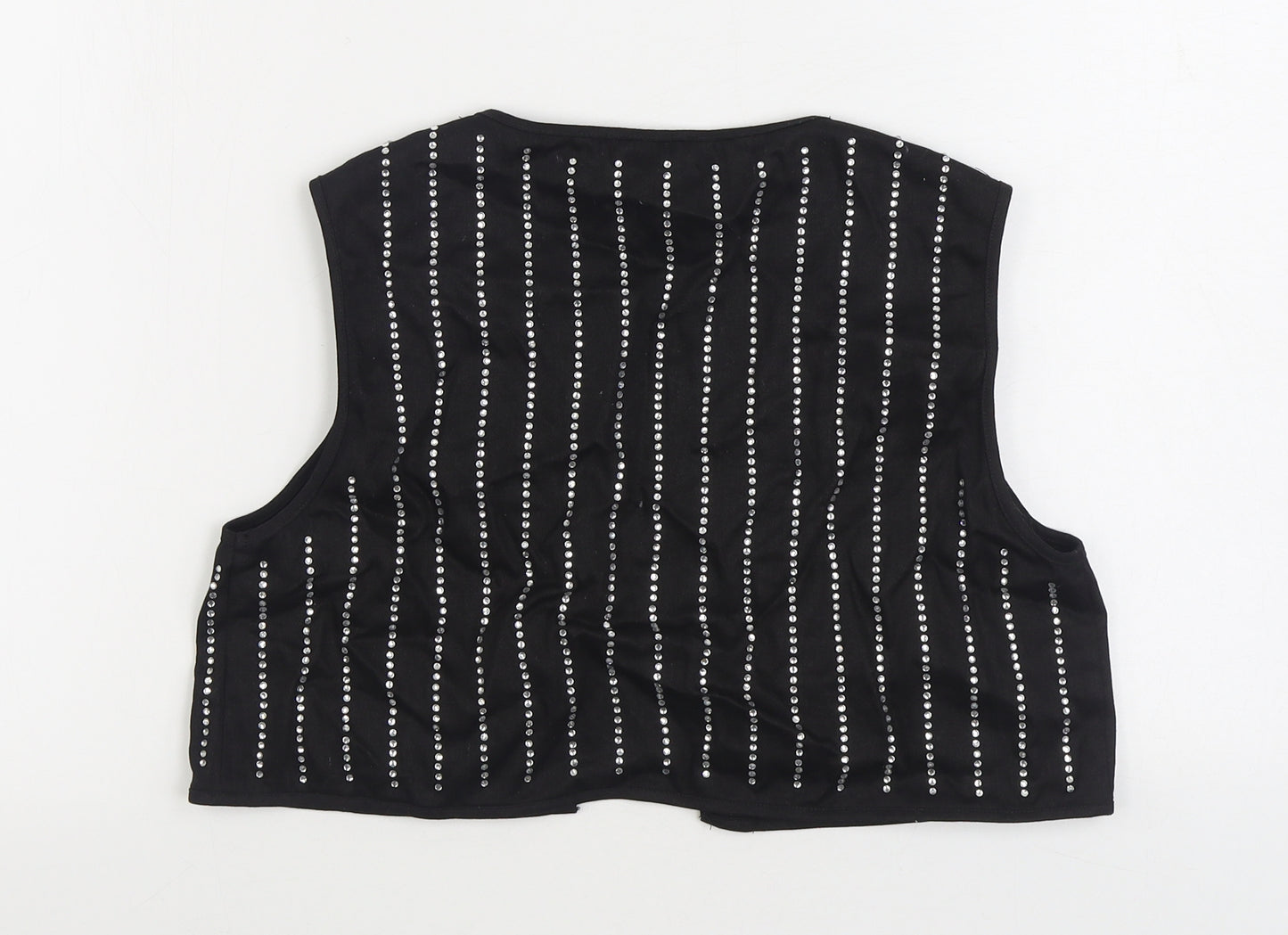 PRETTYLITTLETHING Womens Black Gilet Jacket Size S Button