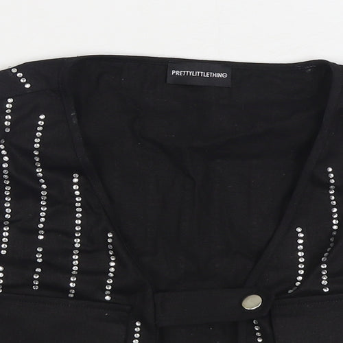 PRETTYLITTLETHING Womens Black Gilet Jacket Size S Button