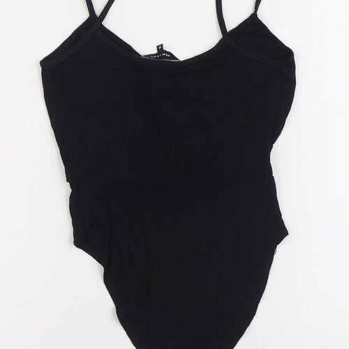 New Look Womens Black Polyester Bodysuit One-Piece Size 10 Button