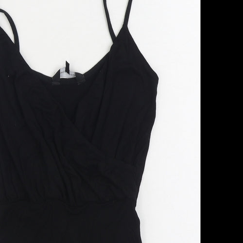 New Look Womens Black Polyester Bodysuit One-Piece Size 10 Button