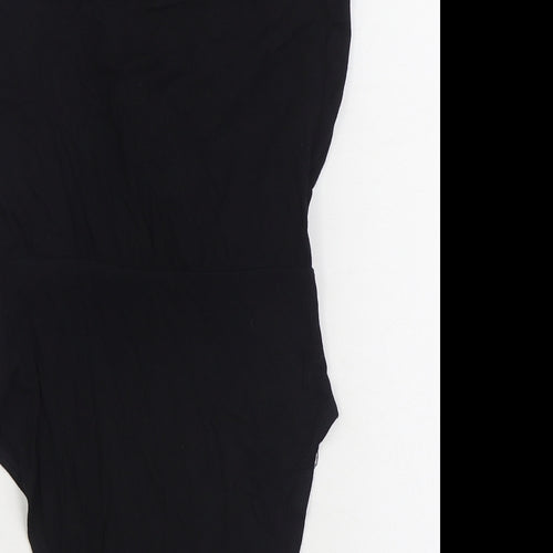 New Look Womens Black Polyester Bodysuit One-Piece Size 10 Button