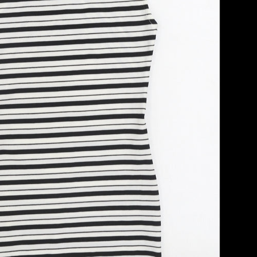 Boohoo Womens Black Striped Polyester Pencil Dress Size 8 V-Neck Pullover