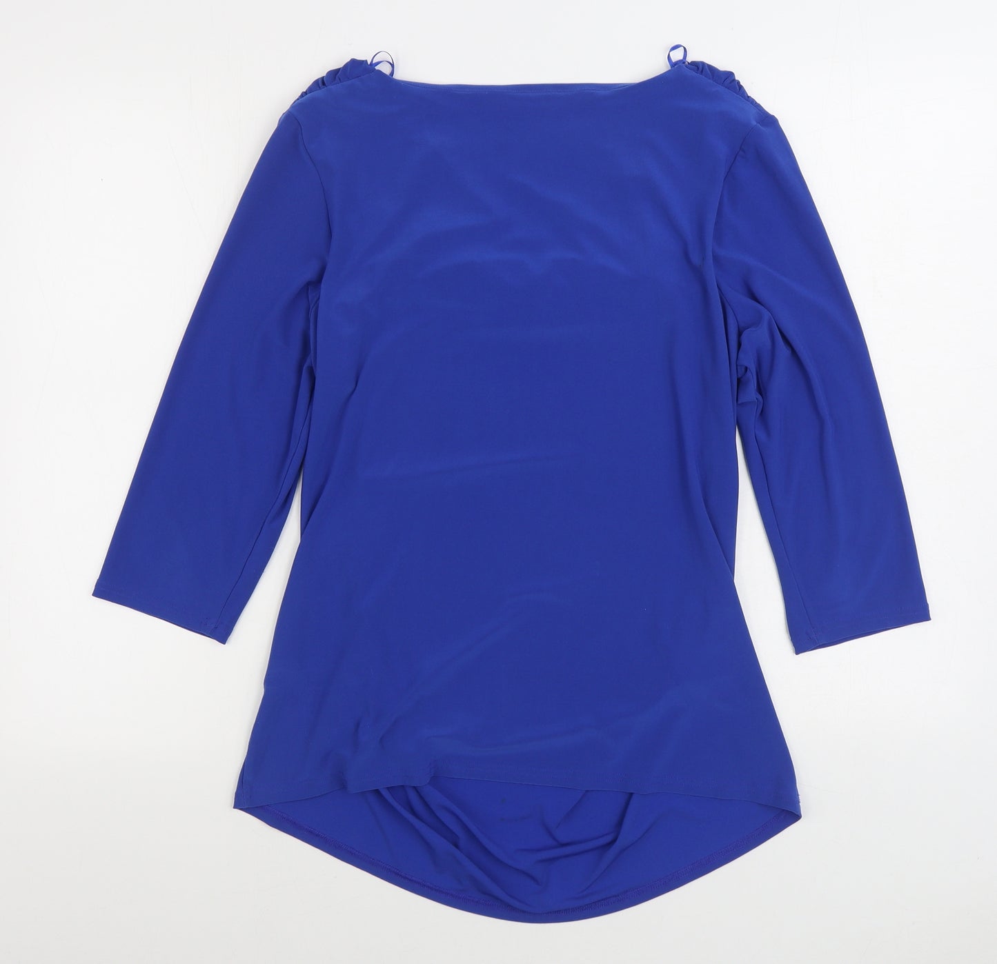 Roman Womens Blue Polyester Basic Blouse Size 18 Cowl Neck