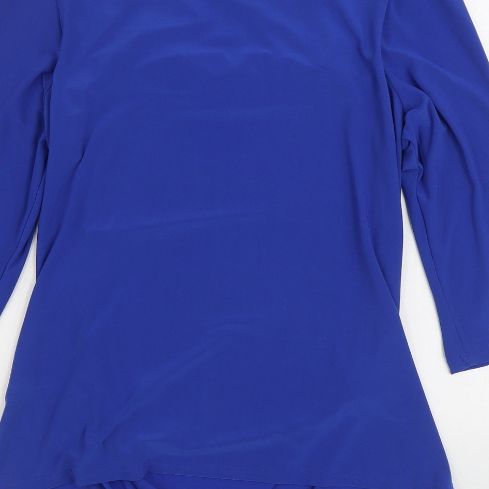 Roman Womens Blue Polyester Basic Blouse Size 18 Cowl Neck