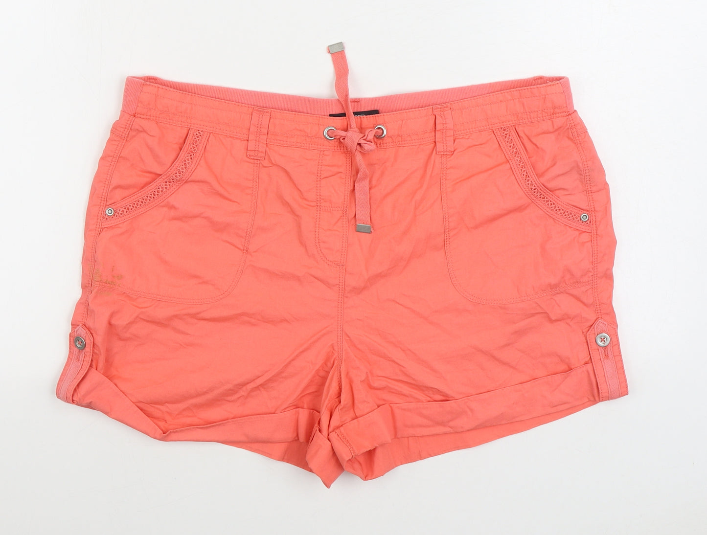 George Womens Pink Cotton Cargo Shorts Size 16 Regular Tie