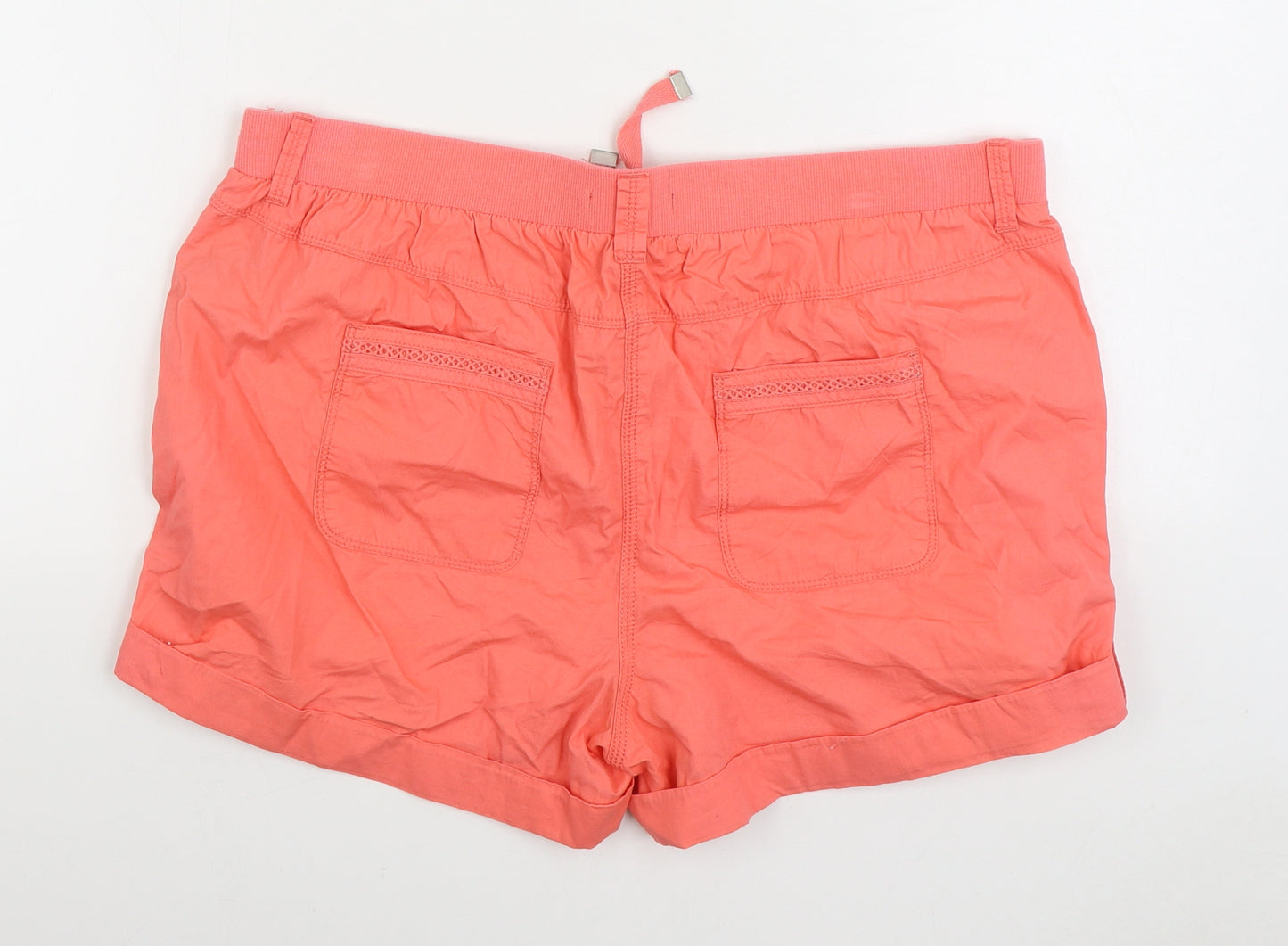 George Womens Pink Cotton Cargo Shorts Size 16 Regular Tie