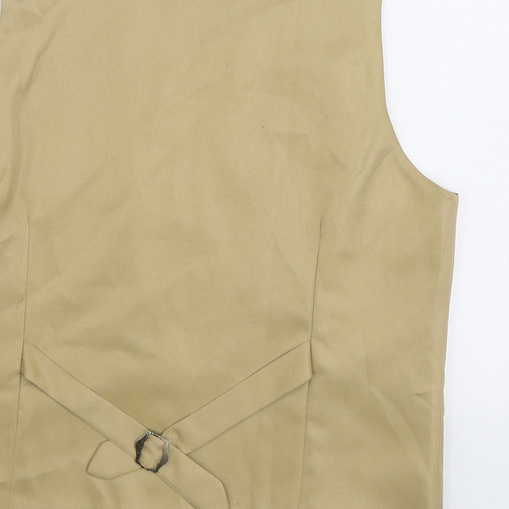 Linduomao Mens Brown Polyester Jacket Suit Waistcoat Size M