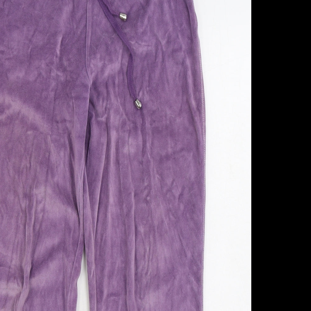TU Womens Purple Cotton Jogger Trousers Size 10 L29 in Regular Drawstring
