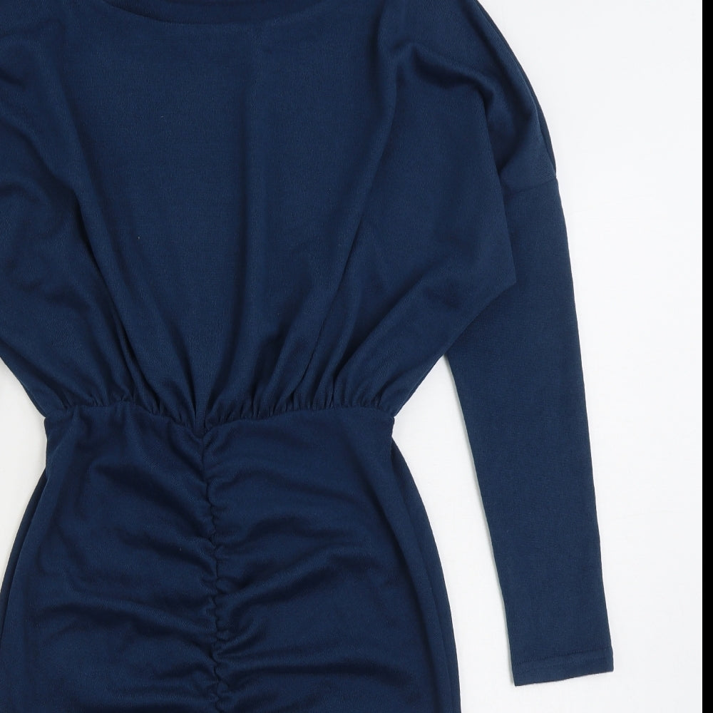 SheIn Womens Blue Polyester Jumper Dress Size L Boat Neck Pullover
