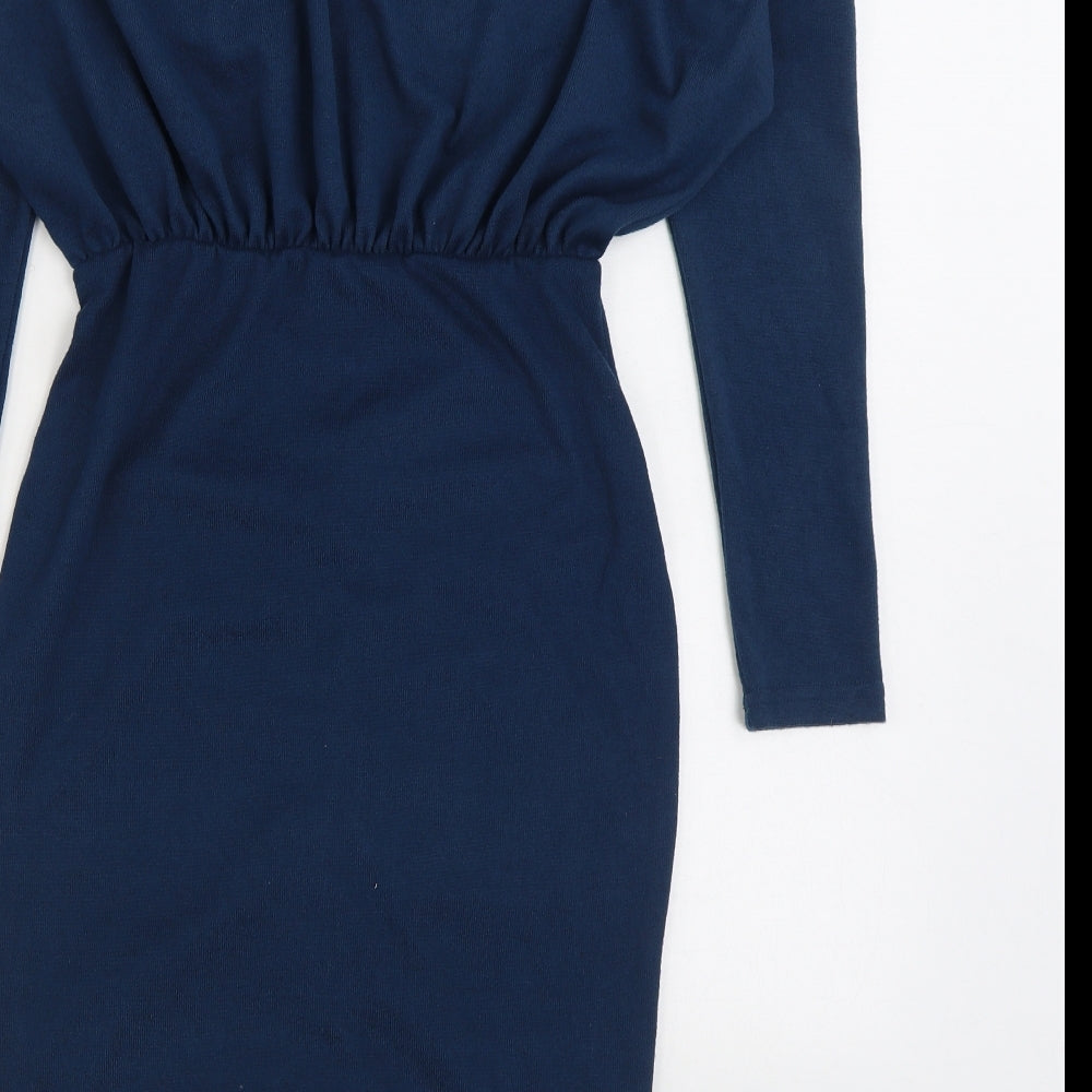 SheIn Womens Blue Polyester Jumper Dress Size L Boat Neck Pullover