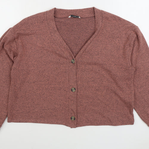 George Womens Pink V-Neck Polyester Cardigan Jumper Size L