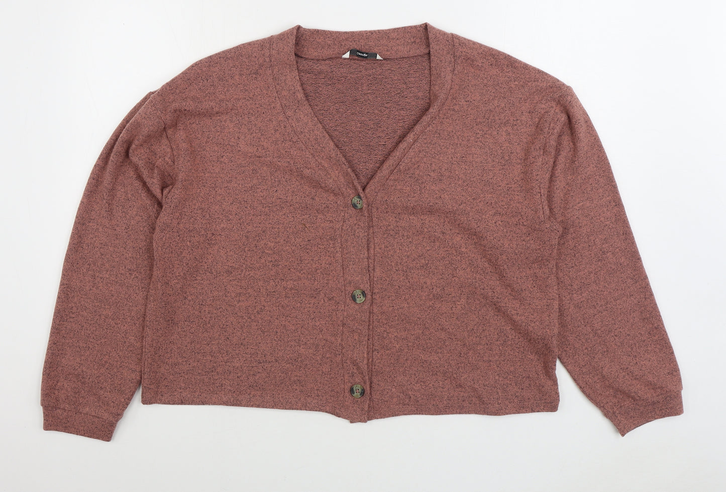 George Womens Pink V-Neck Polyester Cardigan Jumper Size L