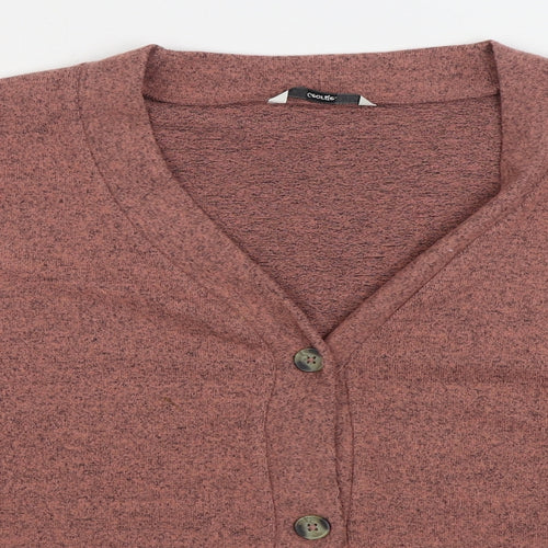 George Womens Pink V-Neck Polyester Cardigan Jumper Size L