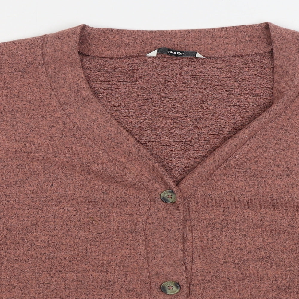 George Womens Pink V-Neck Polyester Cardigan Jumper Size L