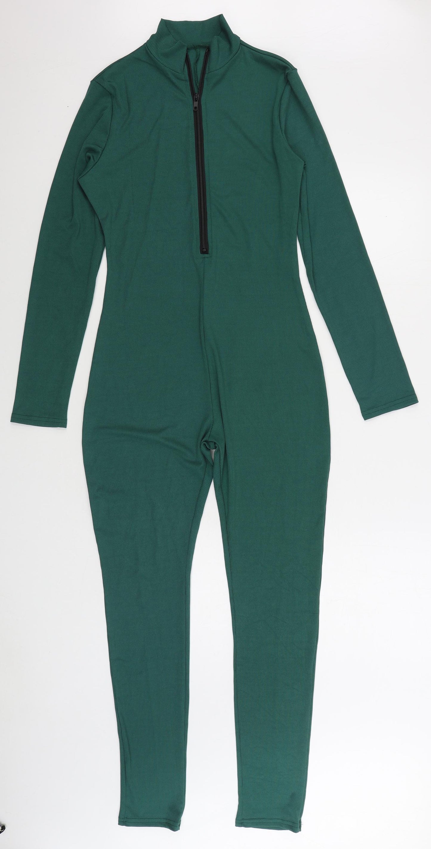 Preworn Womens Green Polyester Catsuit One-Piece Size L Zip