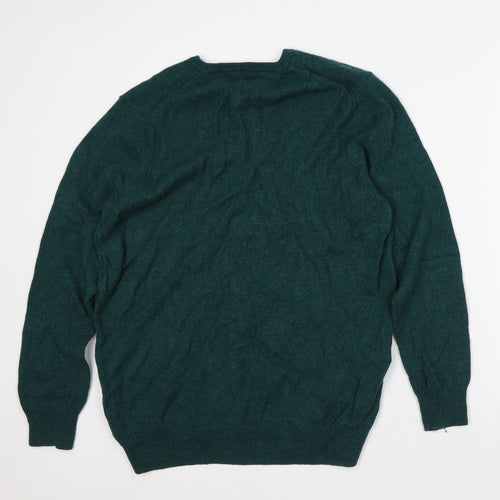 Marks and Spencer Mens Grey V-Neck Wool Pullover Jumper Size L - Lambs Wool