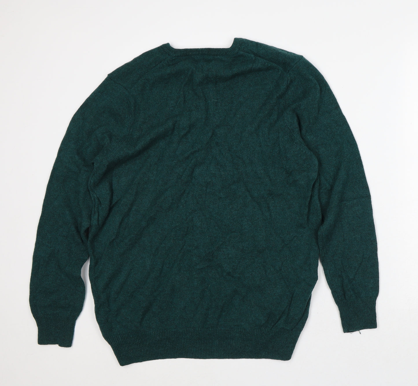 Marks and Spencer Mens Grey V-Neck Wool Pullover Jumper Size L - Lambs Wool