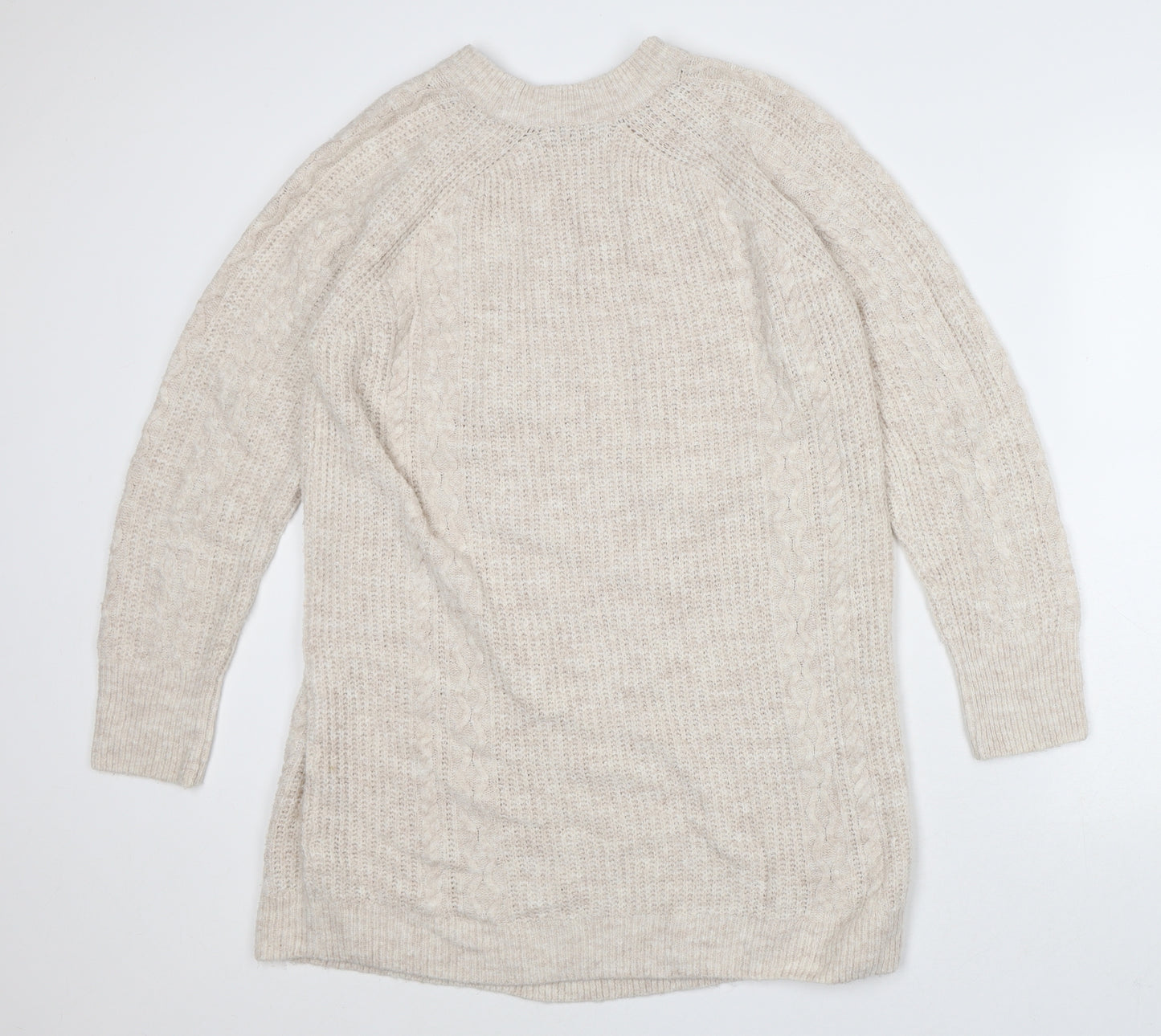 George Womens Beige Acrylic Jumper Dress Size 12 Mock Neck