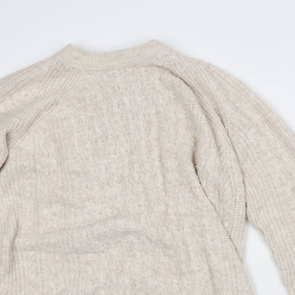 George Womens Beige Acrylic Jumper Dress Size 12 Mock Neck