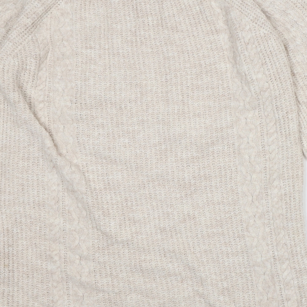 George Womens Beige Acrylic Jumper Dress Size 12 Mock Neck