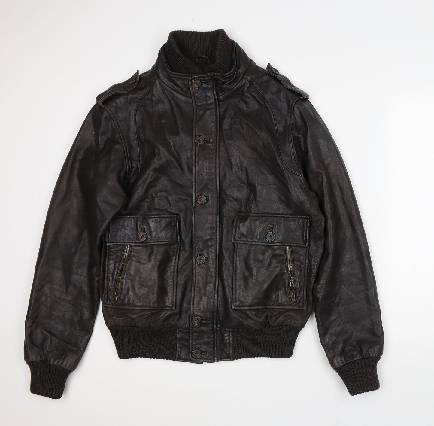 Peter Werth Mens Brown Bomber Jacket Jacket Size L Button - Sheep Nappa