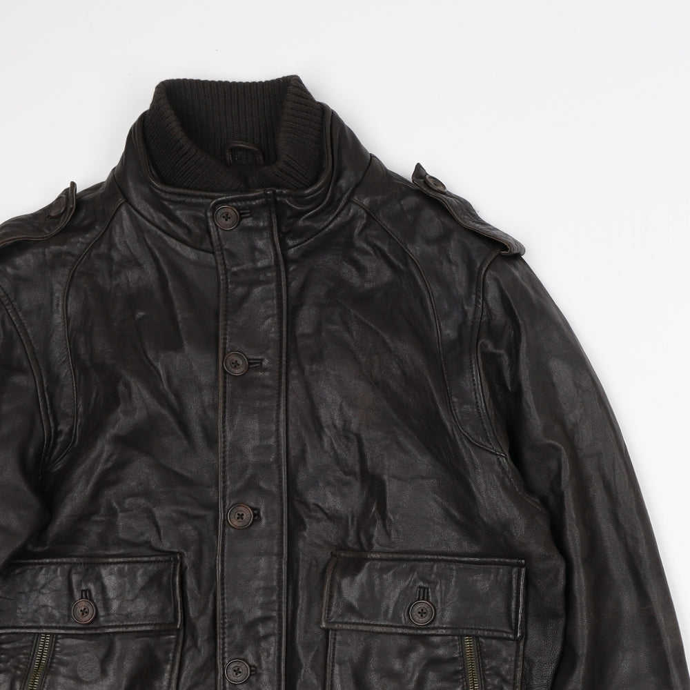 Peter Werth Mens Brown Bomber Jacket Jacket Size L Button - Sheep Nappa