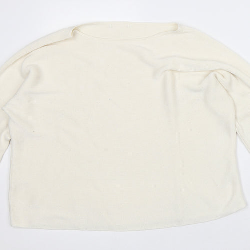 Preworn Womens Beige Round Neck Polyester Pullover Jumper Size M