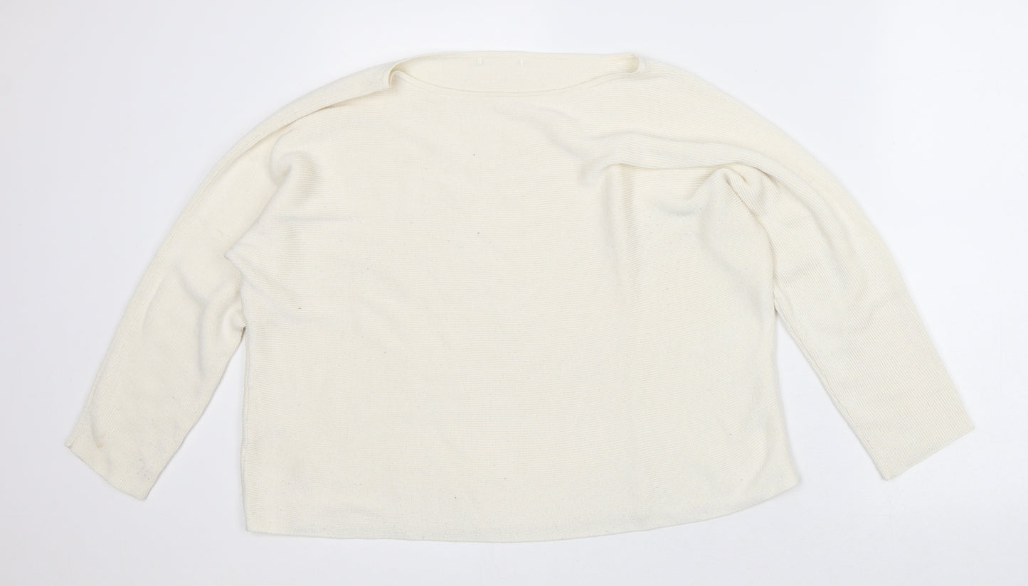 Preworn Womens Beige Round Neck Polyester Pullover Jumper Size M